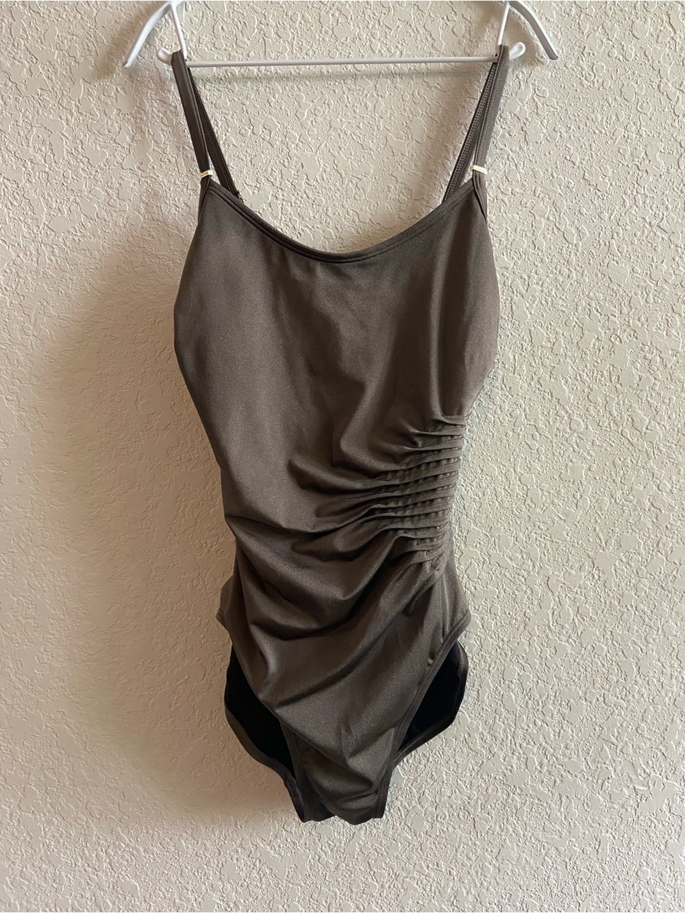 Calvin Klein Olive Ruched Side One-Piece Swimsuit